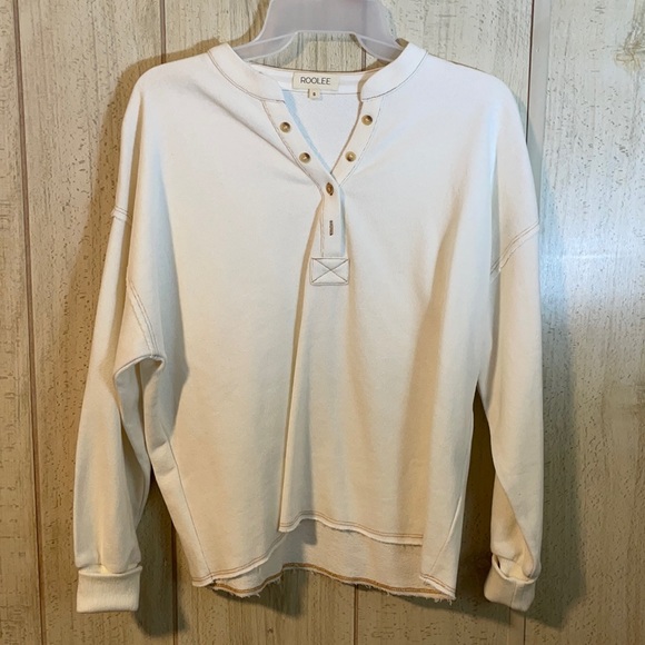 Roolee Tops Roolee White Henley Long Sleeve Poshmark